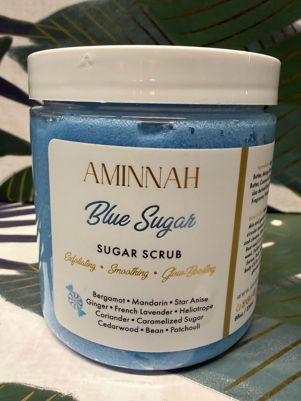 Aminnah Blue Sugar Sugar Scrub 8 oz Sweet Gourmand NEW